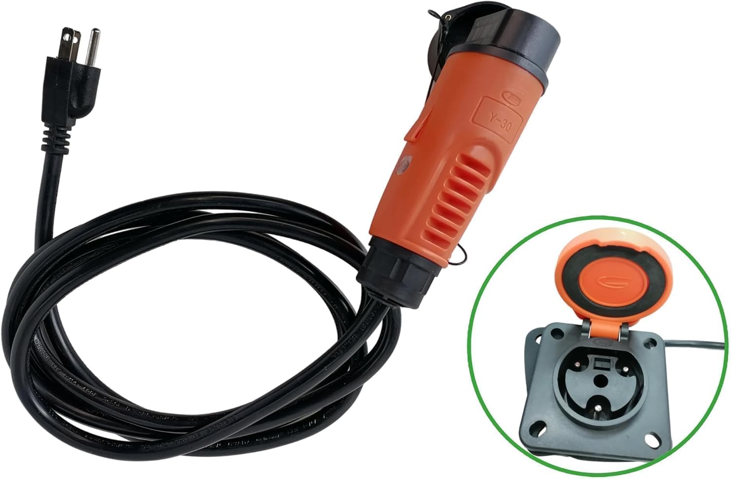 ETL Listed Y-30 Golf Cart Charging Power Cord for Coleman DR48V & Kandi AGM Kruiser 4P EV, 14 AWG Heavy Duty Charge Cable, Orange 8.2 ft