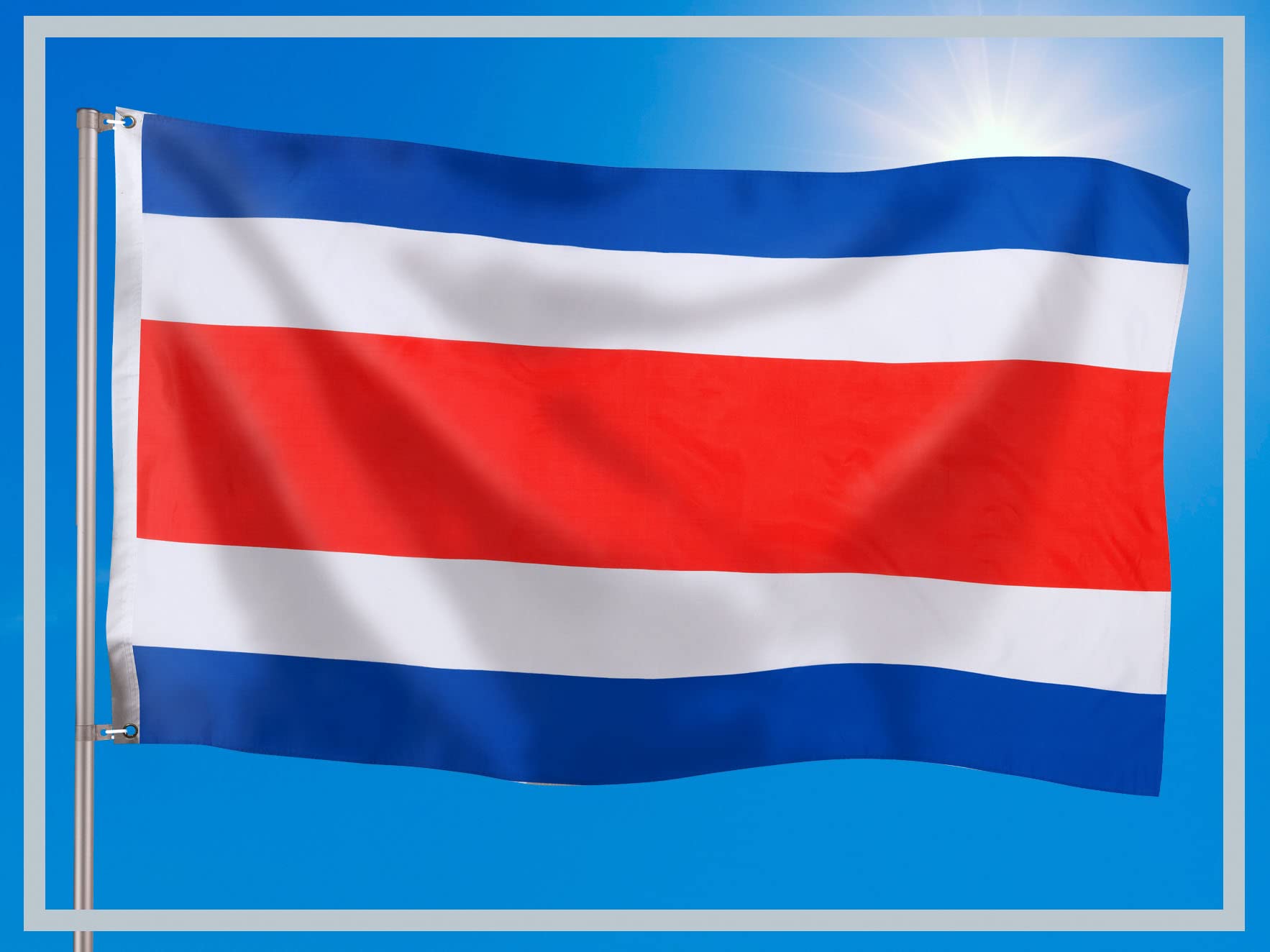 PHENO FLAGS Costa Rica flag, Costa Rican flag 3x5ft with brass eyelets, weatherproof national flag for flagpole - Image 2