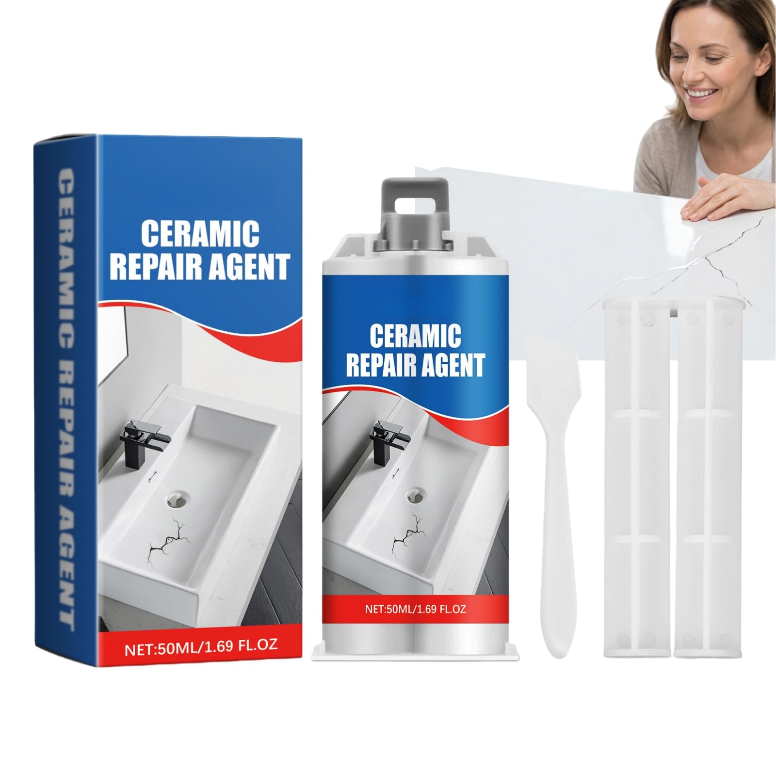 KUYTUE Porcelain Repair Kit & Ceramic Sink Repair Kit,White Bathroom Tile Paint,White Tile Repair Kit for Ceramic,Porcelain,Sink,Bath,Enamel,Waterproof Tile Filler for Cracks Chips Defects