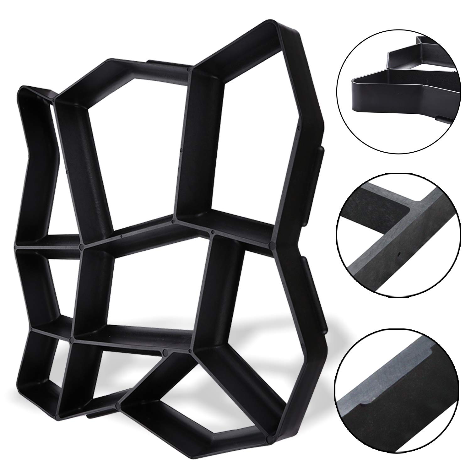 2 stampi per pavimentazione fai da te, in plastica, colore nero, per pavimentazione, per uso esterno, solidi e stabili, 43 x 43 x 4 cm
