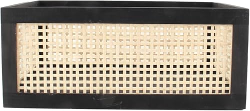 Miniatura 8 de SHCMSADO Cesta de almacenamiento con marco de madera, caja organizadora decorativa con asa integrada, cajón de almacenamiento de madera de alambre