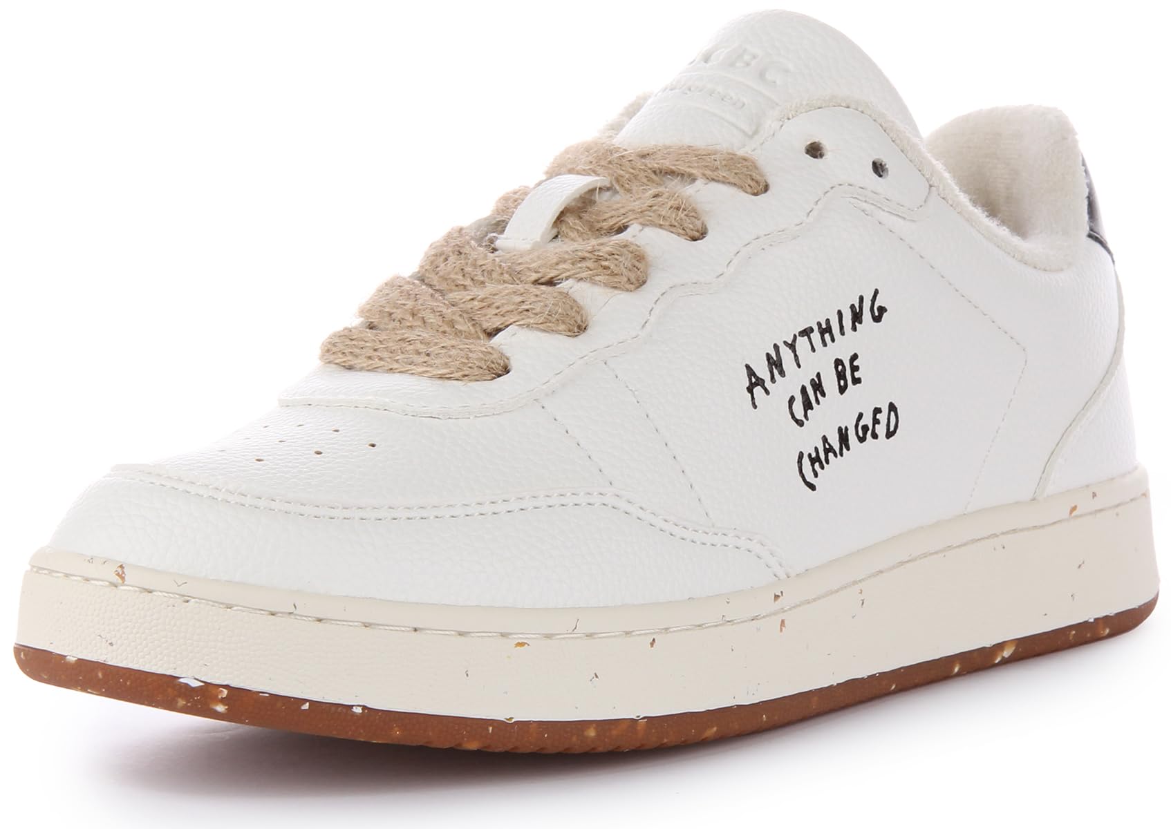 ACBCShacbeve Evergreen Low Top Lace Up Vegan Trainers (White Black, UK 6)