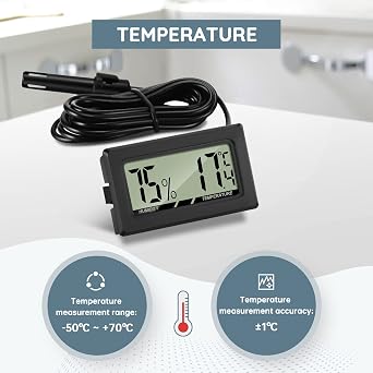 Thlevel Digital Thermometer Hygrometer Temperature Humidity Meter Mini LCD with External Sensor for Fridge Freezer Pack of 3