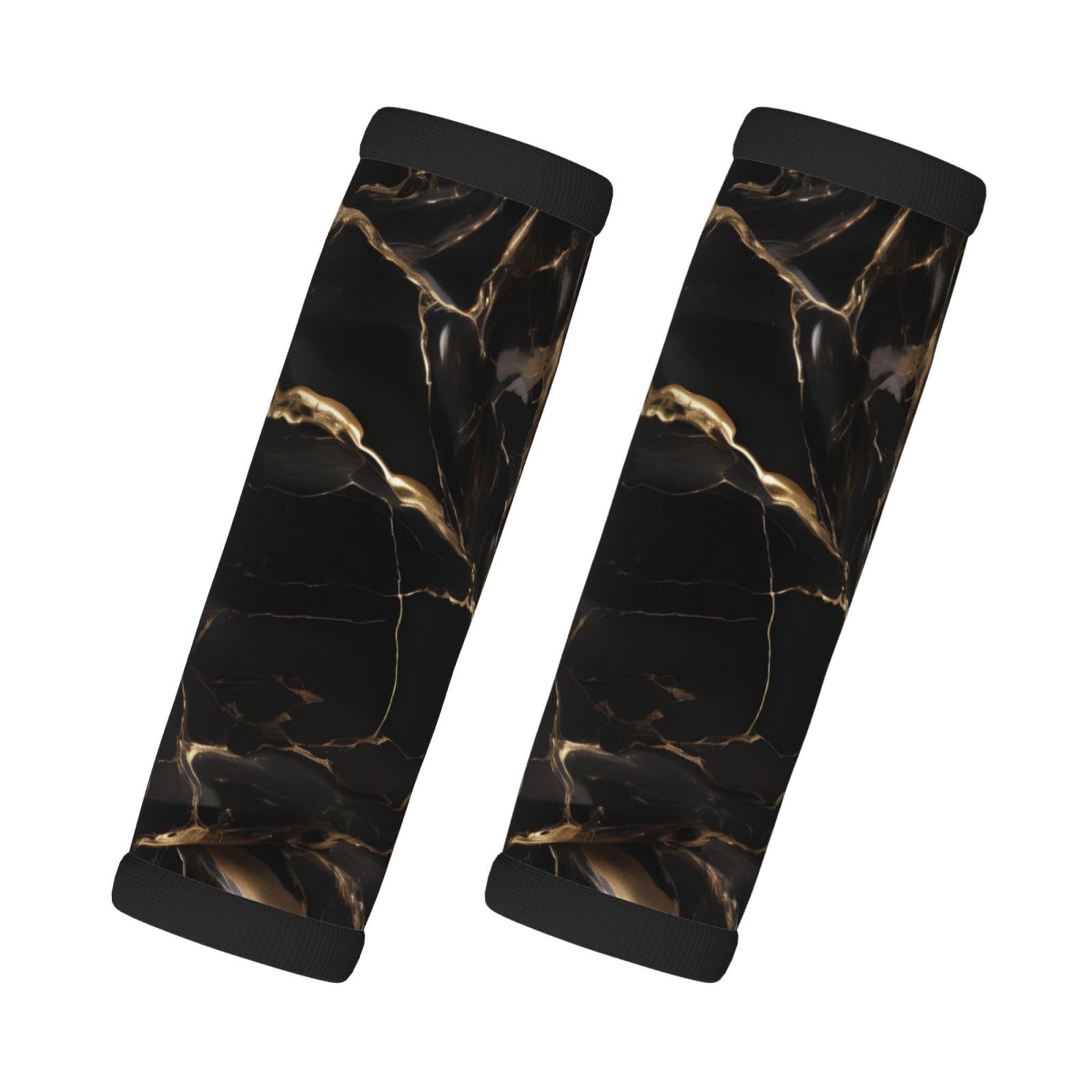 Fdgbnm Black Gold Marble Luggage Handle Grips 2 Packs, Neoprene Travel Suitcase Sleeve Wrap For Easy Identification