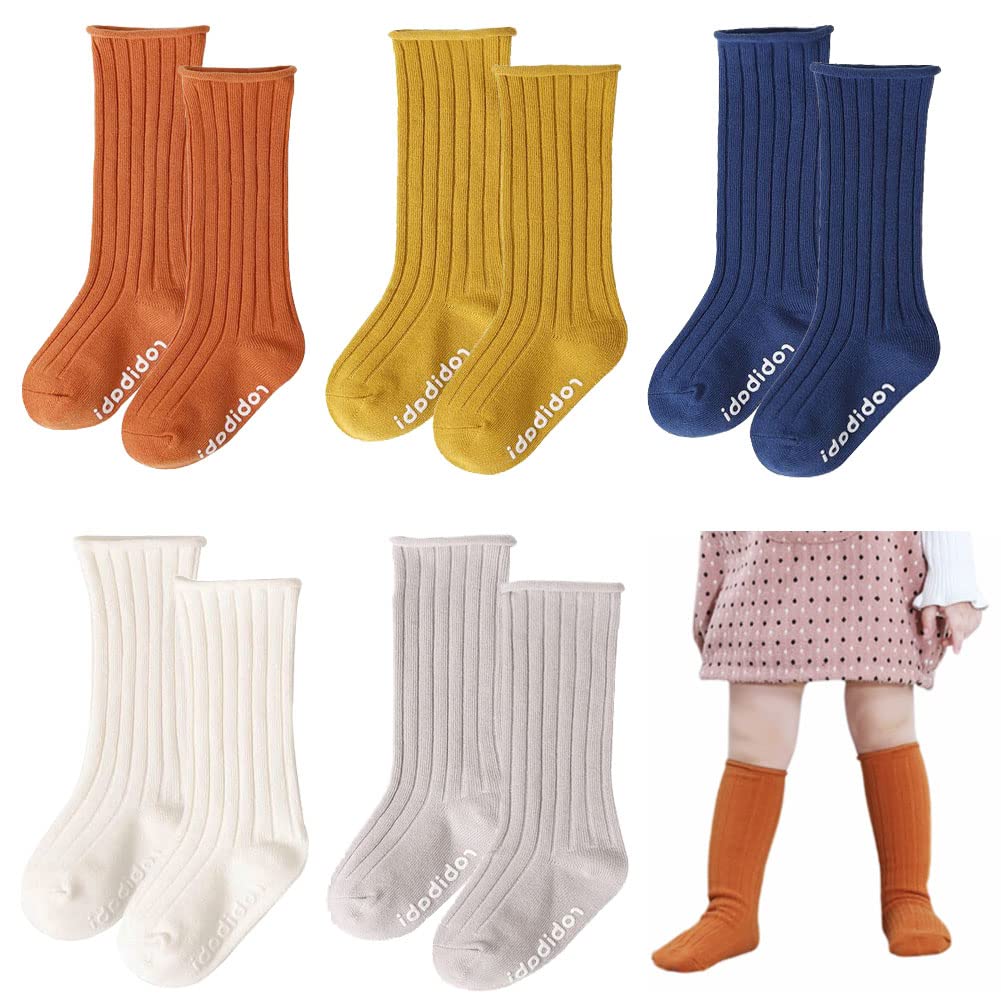 FedMois Calcetines Hasta la Rodilla para Bebé Niño Niña Pack de 5