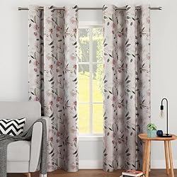 Cortinas Estampadas Flores Encasa Homes Cortinas Opacas para Dormitorio (2 Paneles) con Cada Tamaño 113x213 cm - Oscurecimiento De La Habitación - Impresión Digital Floral con Ojales, 85% Bloqueo De La Luz - F1 Neutral