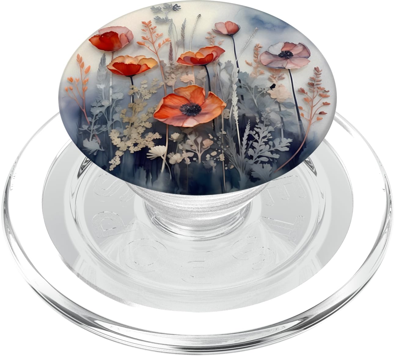 Poppy Flowers Bouquet in Style of Resin Optic, A Flower PopSockets PopGrip for MagSafe