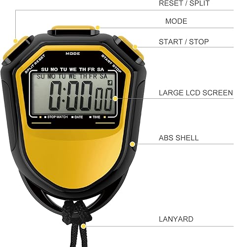 Miniatura 5 de Cronómetro de entrenamiento, resistente al agua, cronómetro, digital, portátil, LCD, cronógrafo, contador deportivo con correa para natación,