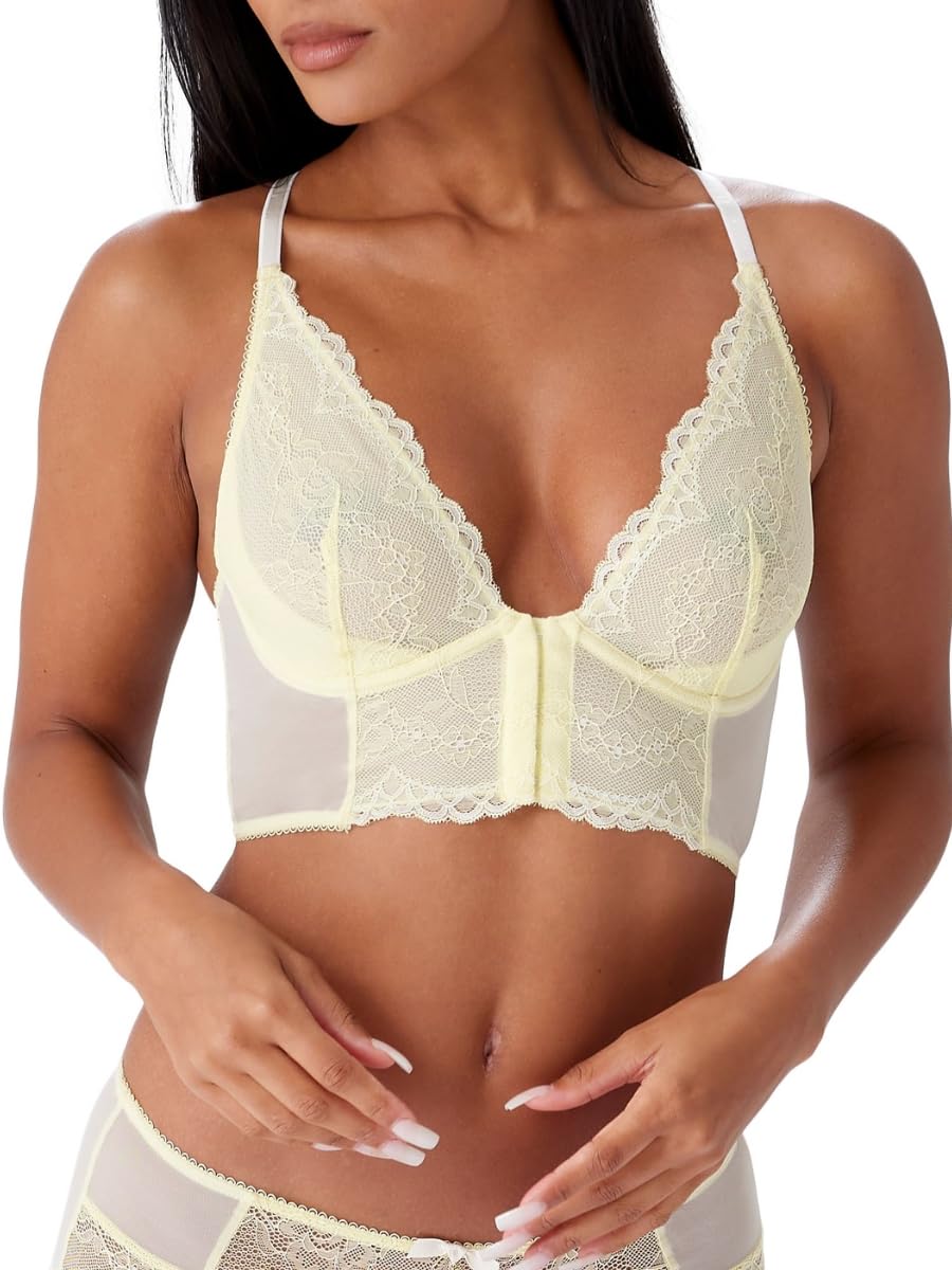 Gossard Womens Superboost Lace Bralet Bra, Lemon, 32B UK