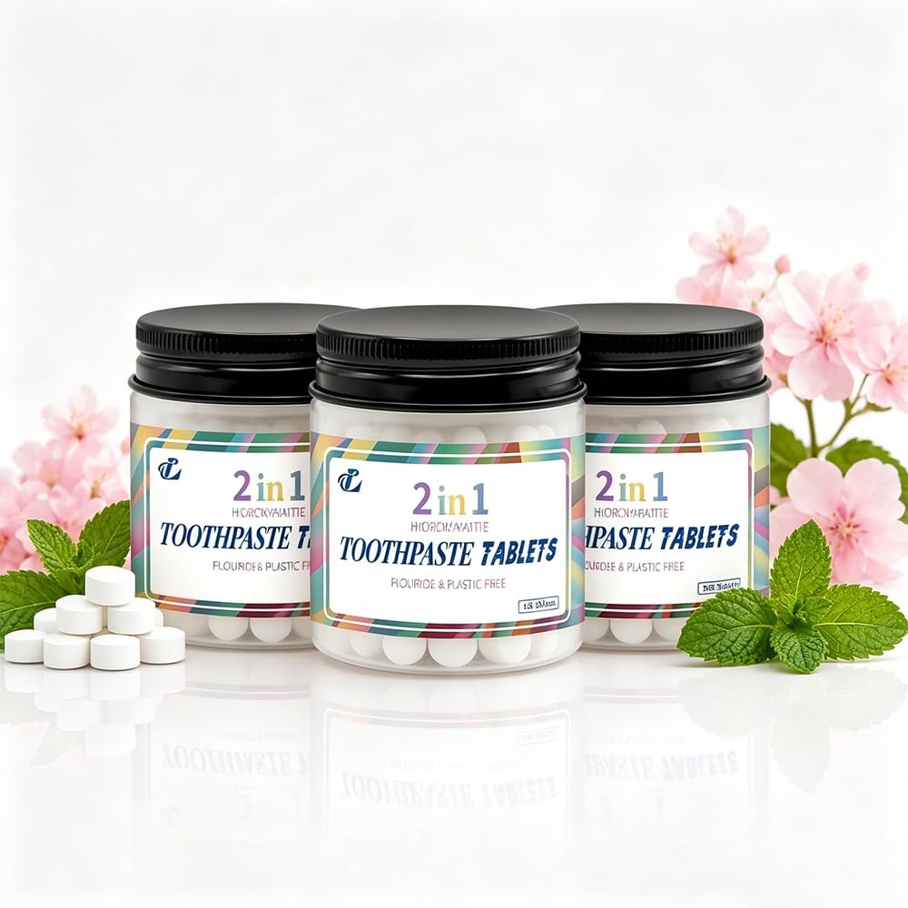 Bite Dentifricio Probiotico in compresse Alito fresco e pulizia profonda | Compresse orali portatili senza rifiuti di fluoro e nano idrossiapatite(3pcs)