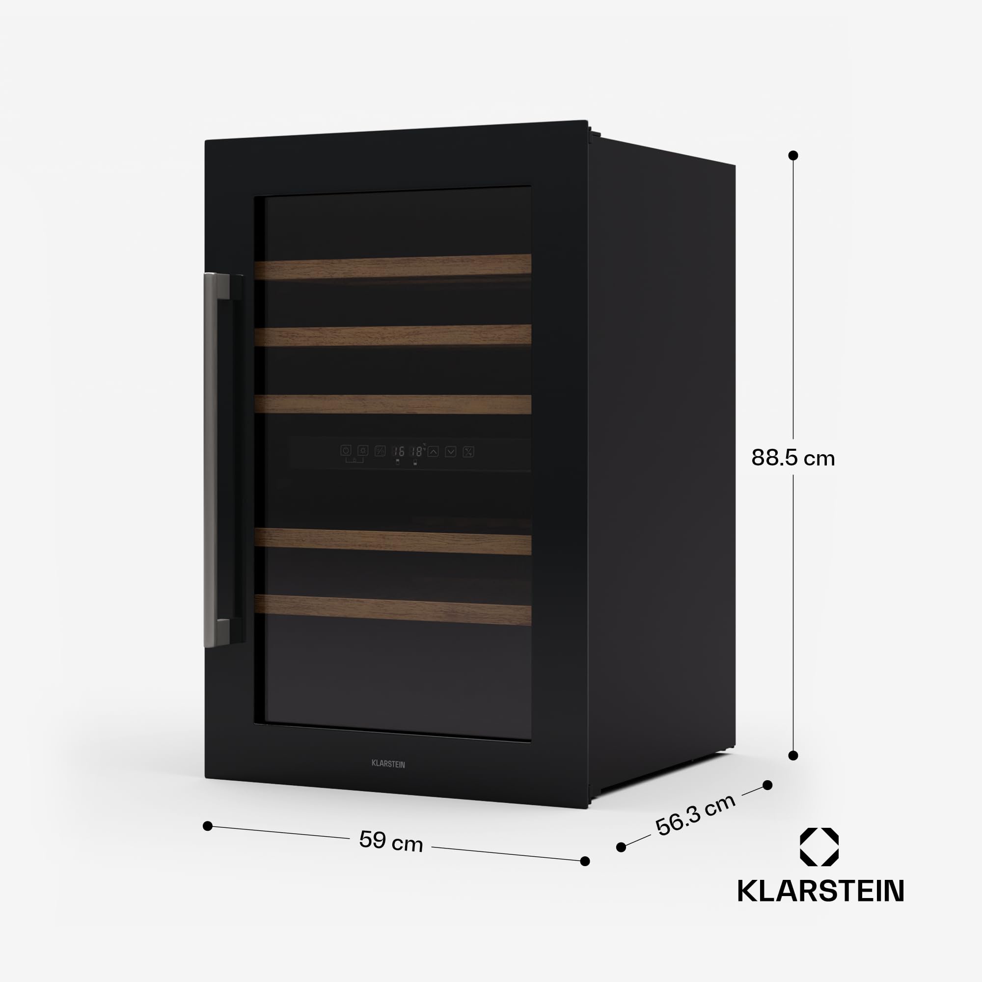 KLARSTEIN Vinsider 57 Duo Cave à vin 2 zones - 57 bouteilles, 5-22°C, encastrable, silencieuse 38 dB, étagères en bois, vitre anti-UV, 143 L