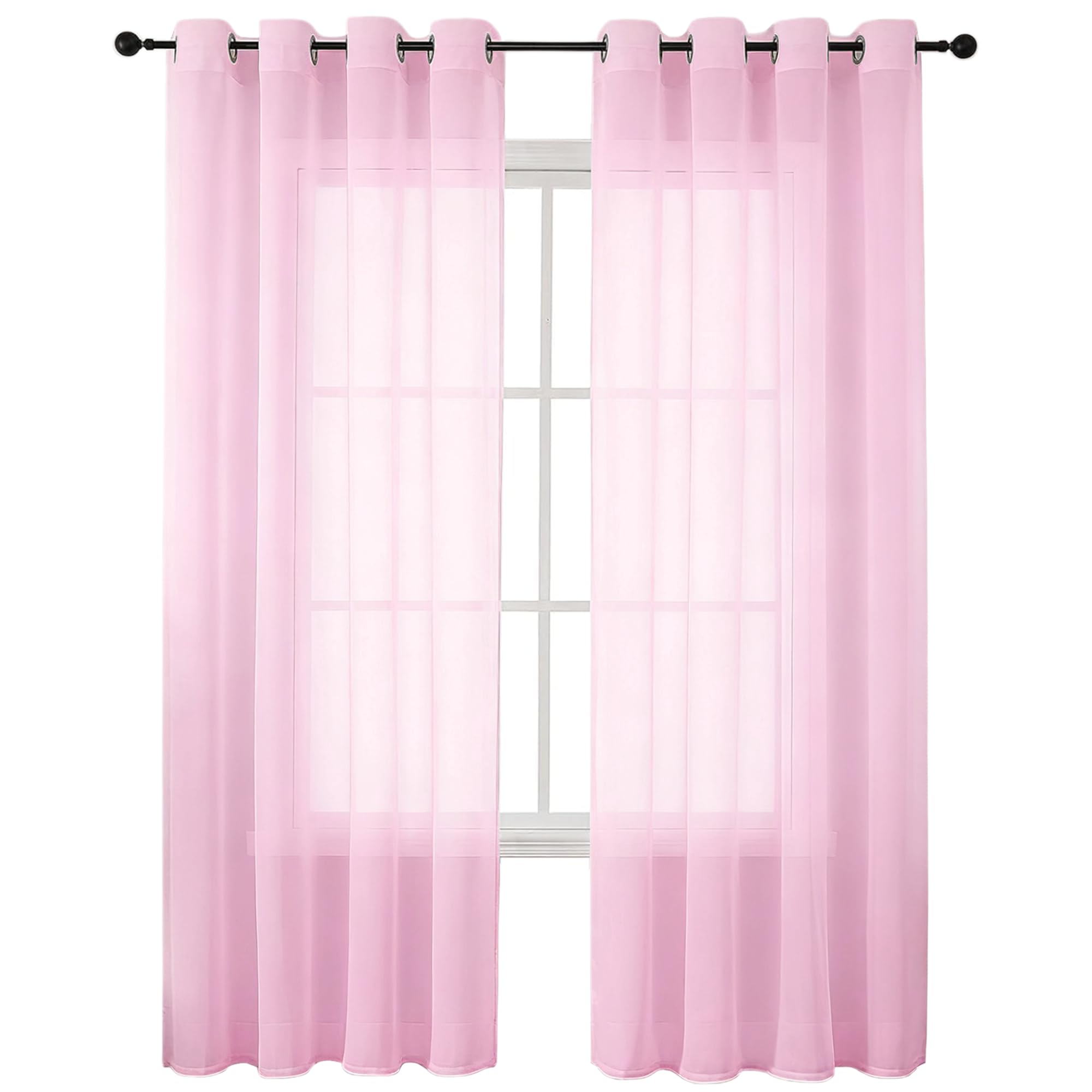 Voilage translucide rose 100 x 195 cm protégeant du vis-à-vis de balcon
