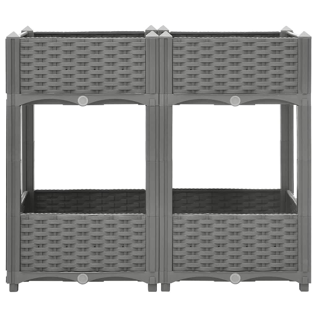 Jardinera de polipropileno resistente a las heladas de 80 x 40 x 71 cm, con drenaje, jardinera de almacenamiento de agua para jardín, balcón, terraza, interior, uso al aire libre
