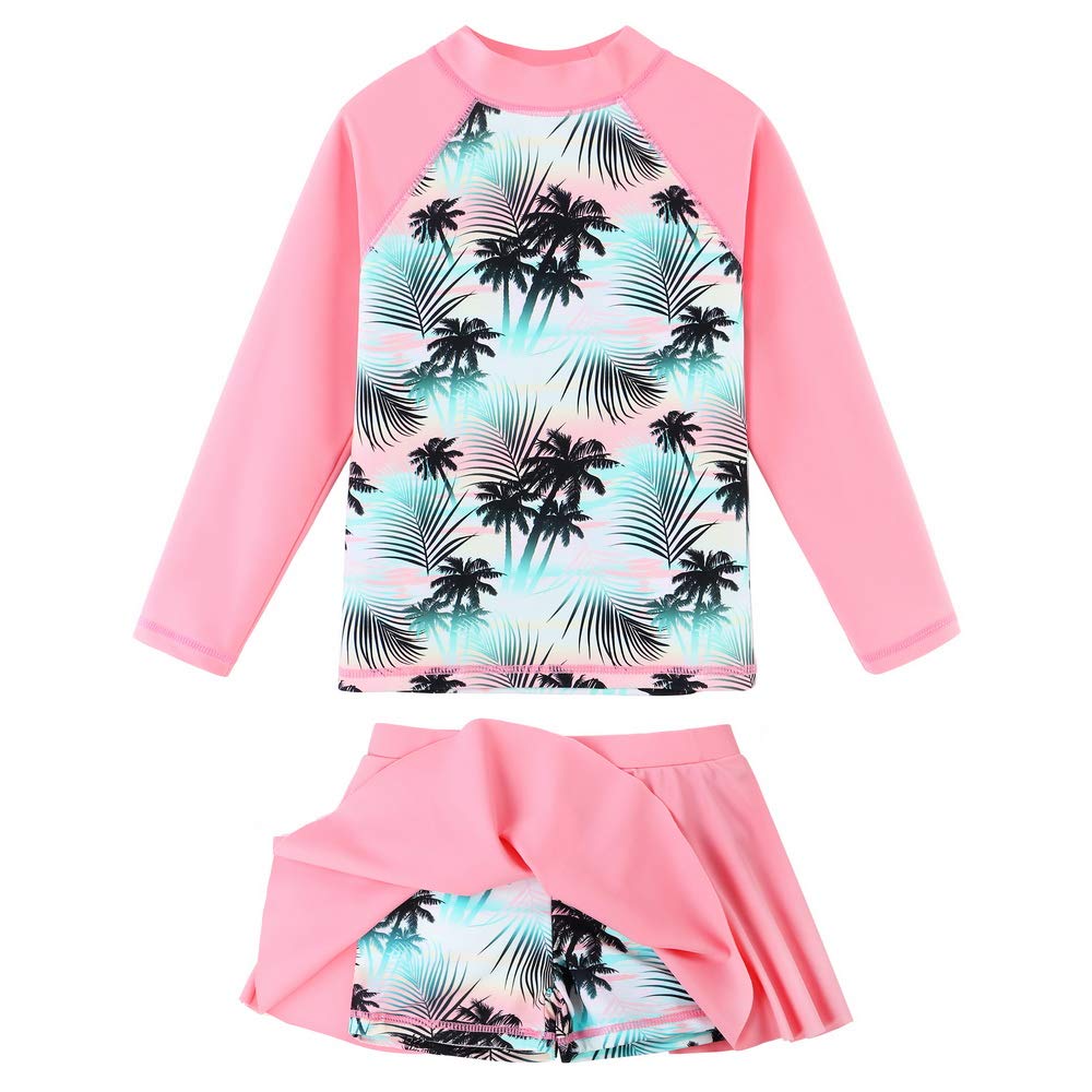 BAOHULU Girls Two-Piece Swimsuits Long Sleeve Rash Guard Bathing Suit 2-14Y