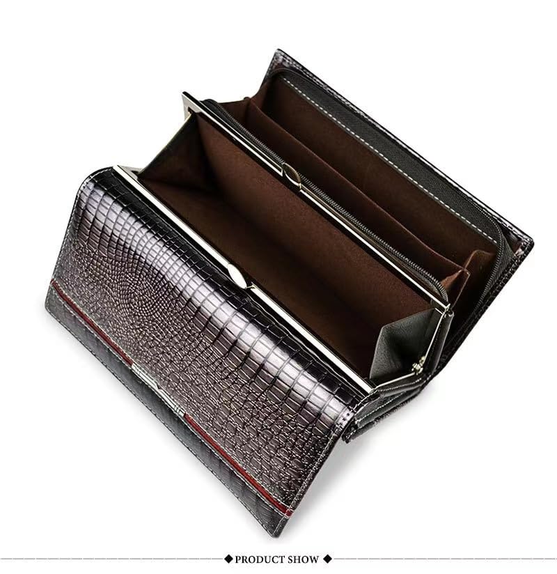 Women's Wallets Stylish Genuine Leather Women's Tri-Fold Wallet - Slim & Multi-Color Card Holder Clutch Purse (grayish-013)