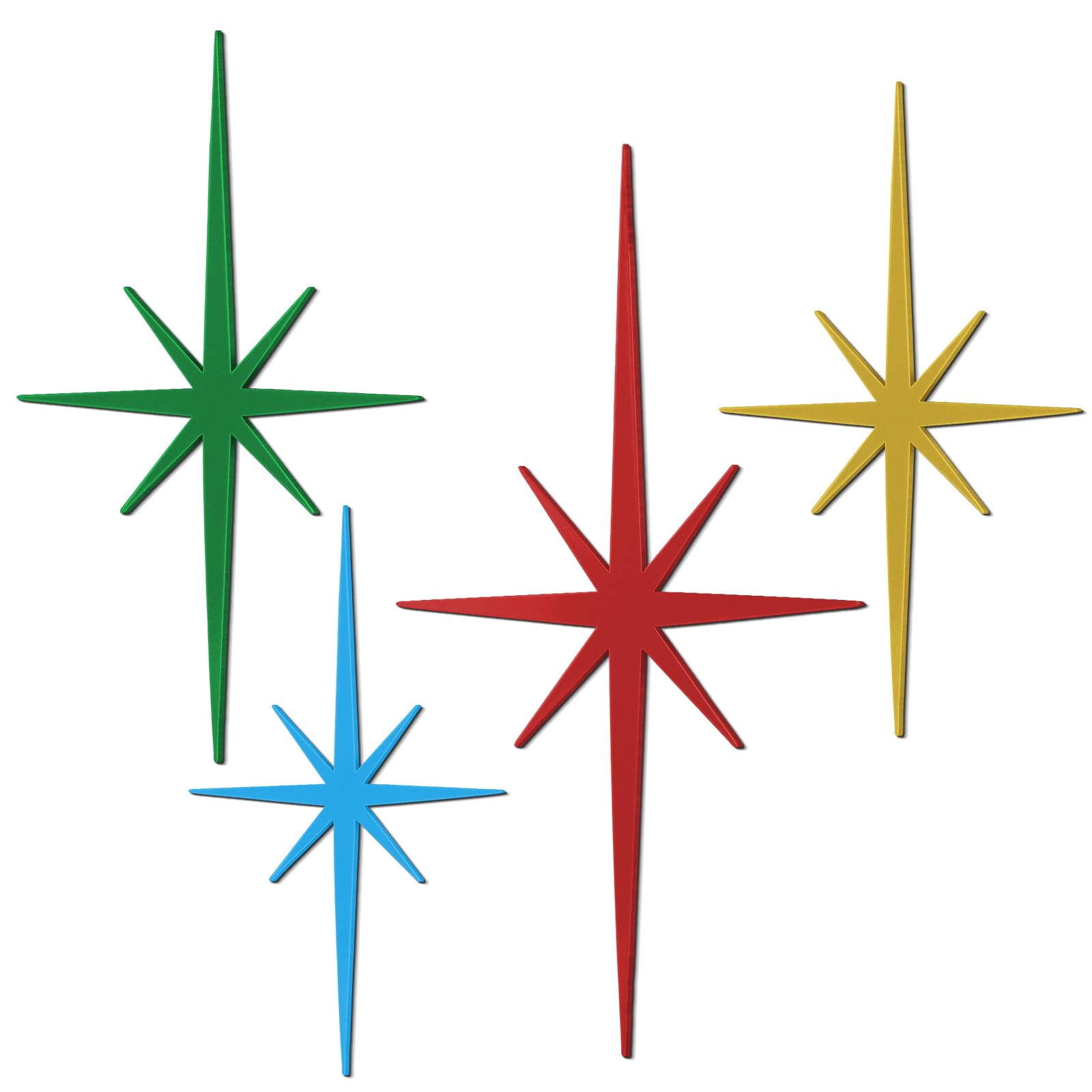 Blulu 4 Pcs Cast Iron Starburst Shaped Wall Decor Metal Mid Century Modern Decor Retro Atomic Stars Wall Art Elegance Accents Vintage Celestial Whimsigoth Hangings for Home Office Room(Vintage)