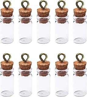 10 PCS Small Glass Bottles With Cork Lids, Mini Glass Bottles With Stoppers Snuff Kit 1ml Empty Spell Jars Miniature Potion Bottles Small Message Bottles Tiny Wishing Bottles for DIY Crafts Decoration