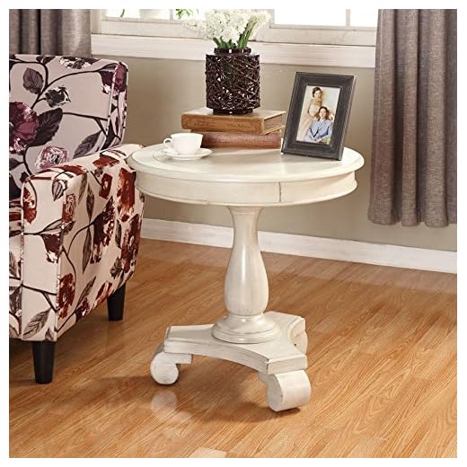 Rene Round Wood Pedestal Side Table
