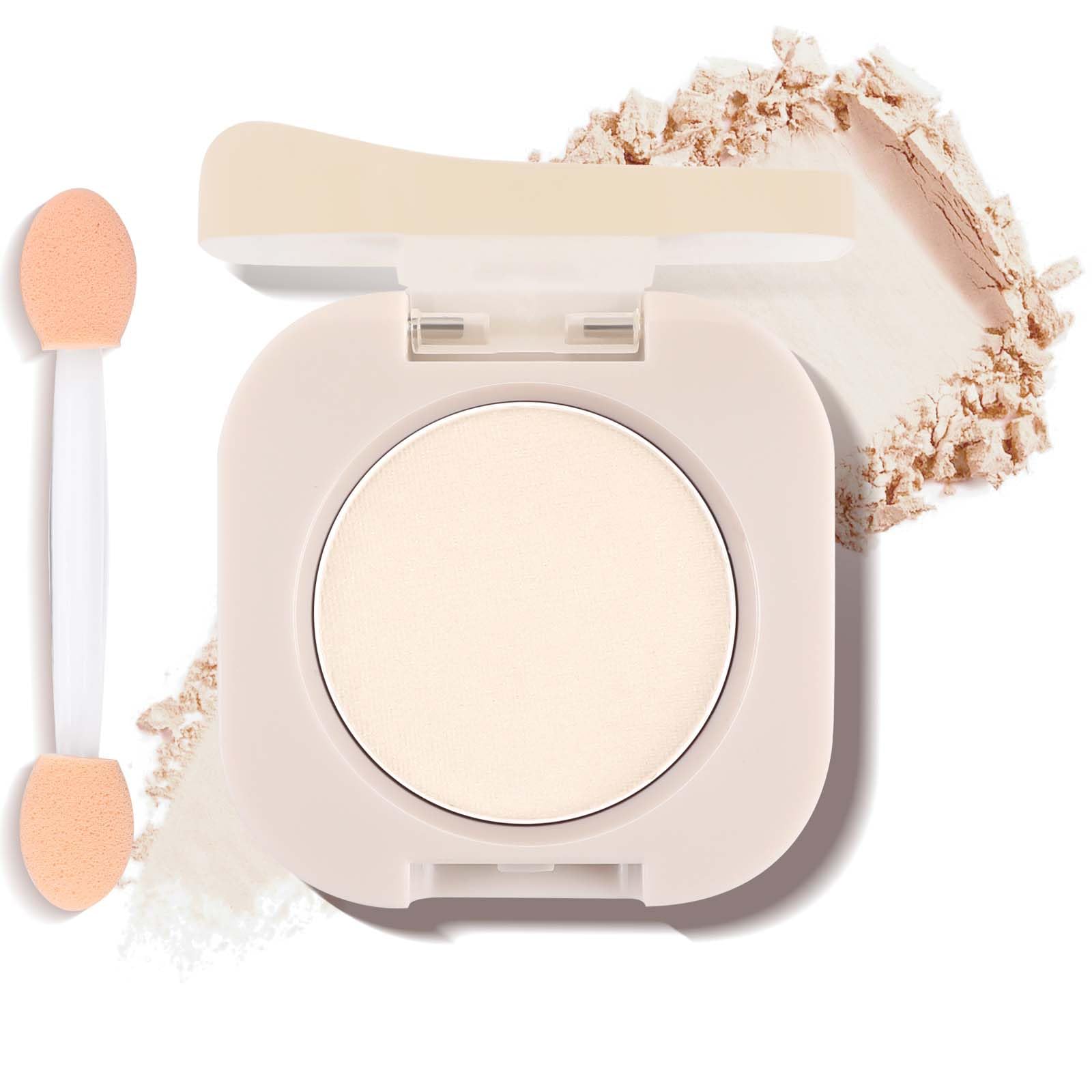 Moonlight White Eyeshadow with Brush, Single Matte Eye Shadow Palette | #01 Moonlight White