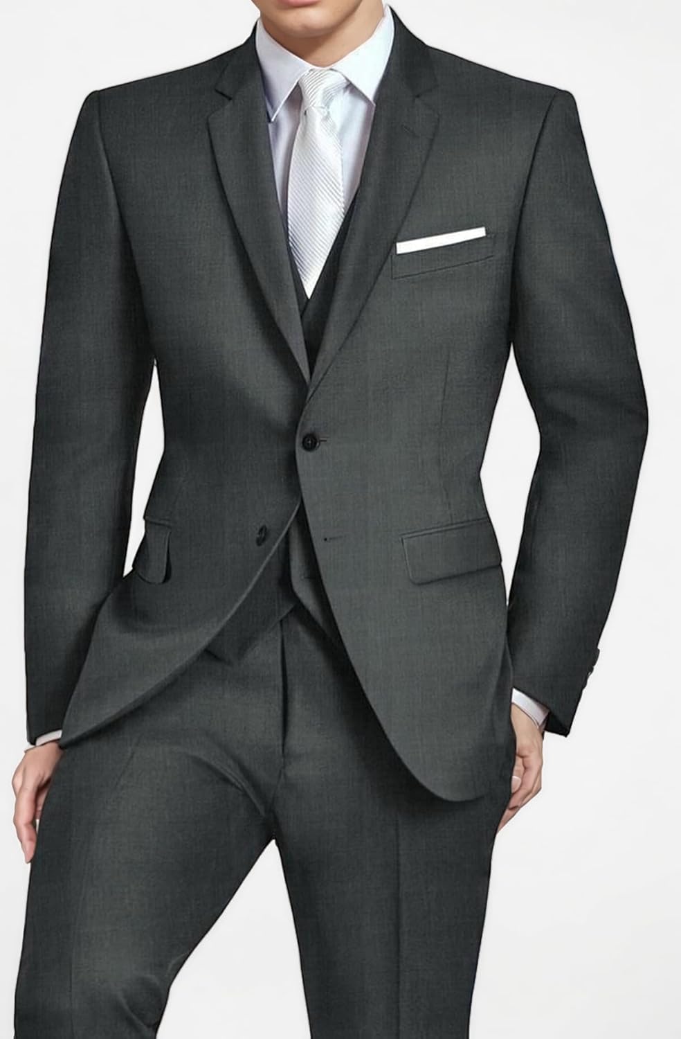 Men's 3 Piece Suit Slim Fit Men Tuxedo Suits for Wedding Business 2 Button Solid Blazer Jacket Vest Pants Set - Image 6