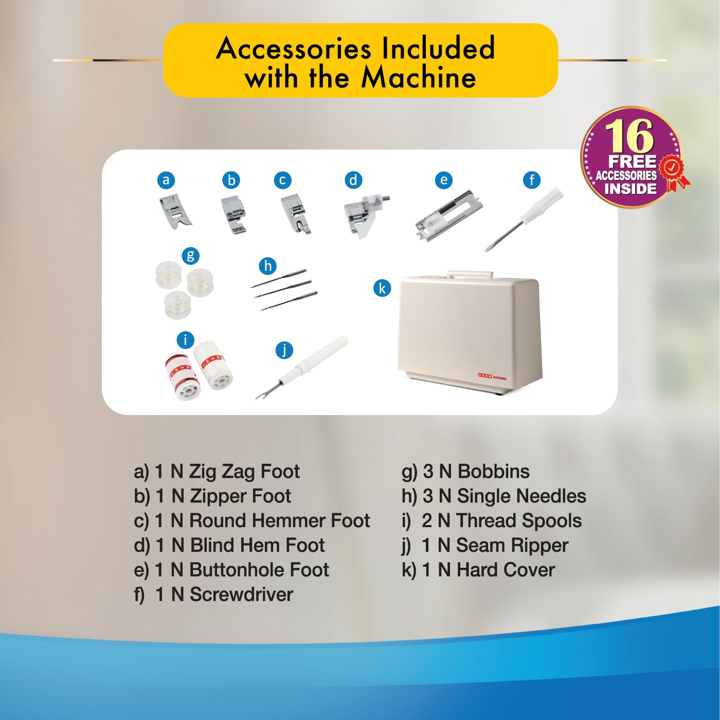 Usha Wonder Stitch Plus Automatic Sewing Machine – 23 Built-in Stitches, One-Step Buttonhole, Automatic Needle Threader, Free Arm, Hard Cover, 860 SPM – White — Amazon image 5