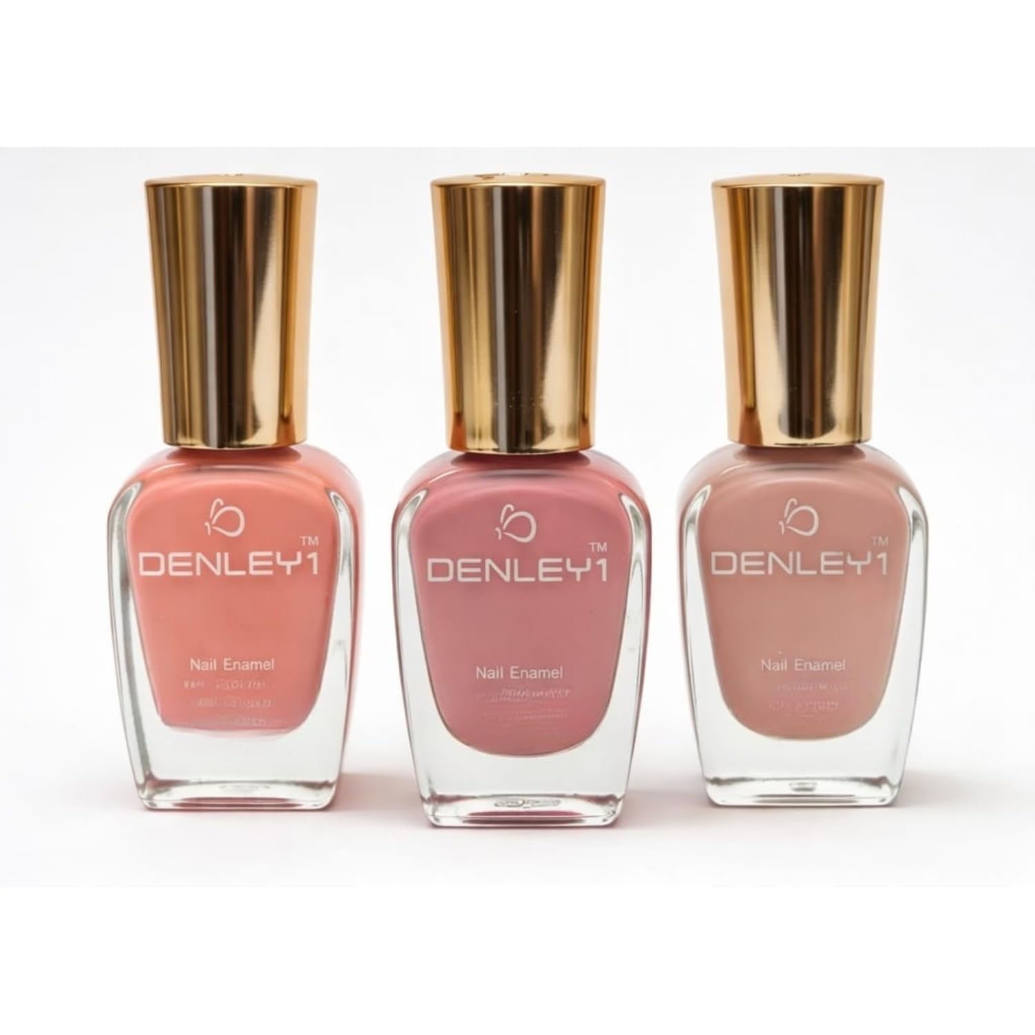 DENLEY1 Nail Enamel Set of 3 Nude Pink Shades, Long-Lasting Glossy Finish, Quick Dry Smooth Application Nail Polish, 9.6ml Each Bottle-image-48