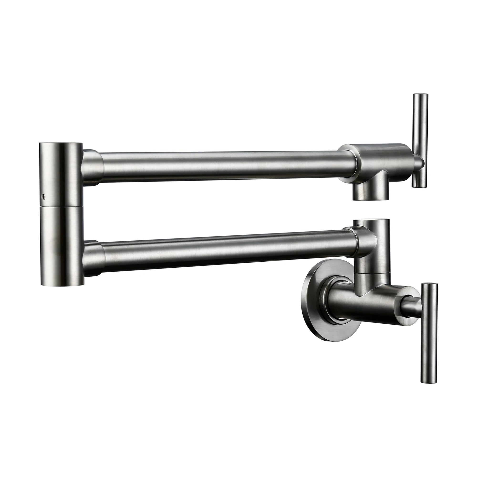 ZQFHSX Brushed Nickel Kitchen Faucet, Brass Wall Mounted Pot Filler Swivel Folding Retractable Rotary Stretch Tap for Most Scenarios(Brushed Chrome)