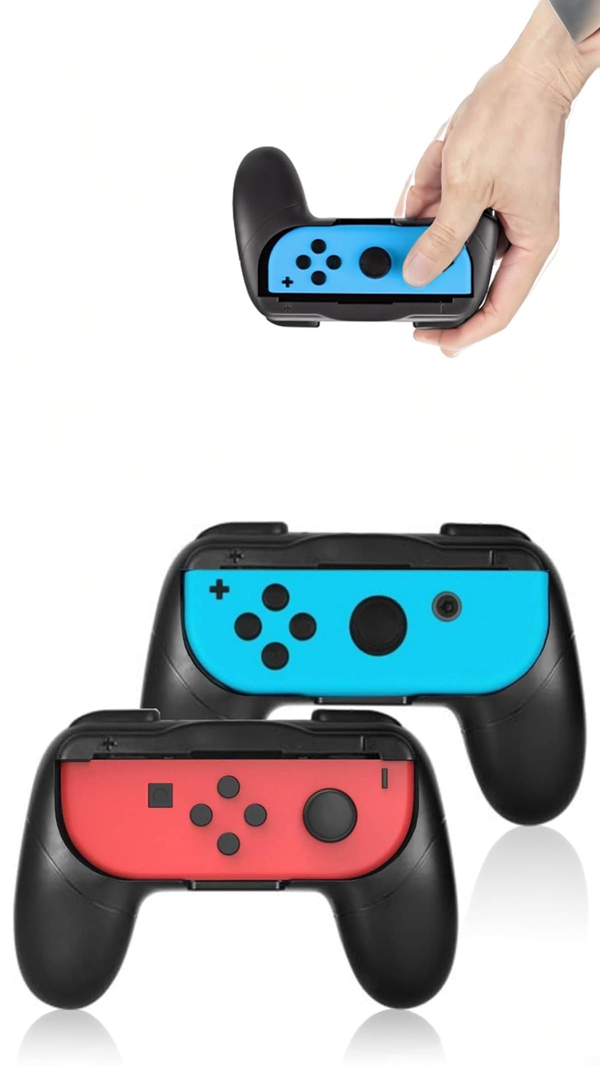 Sweet seven Joycon Grips - 2 Pack Black Handheld Joystick Holders for Nintendo Switch Joy-Con Controllers