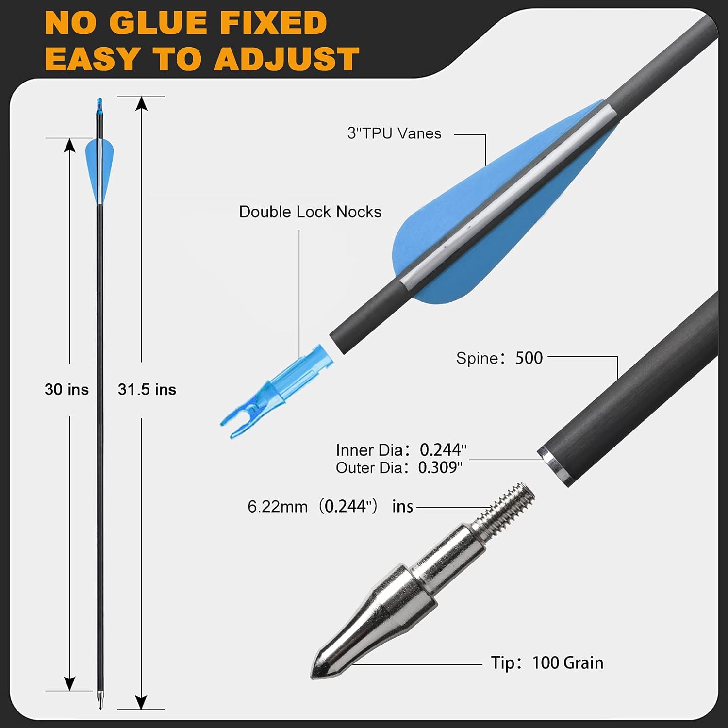 ASDW 30 Inch Archery Arrows Carbon Arrow Hunting Arrows Targeting Practice Arrow Safety Hunting Arrows for Recurve Bow Compound Bow Longbow for Beginner Women Youth (12 pcs) : Sports & Outdoors