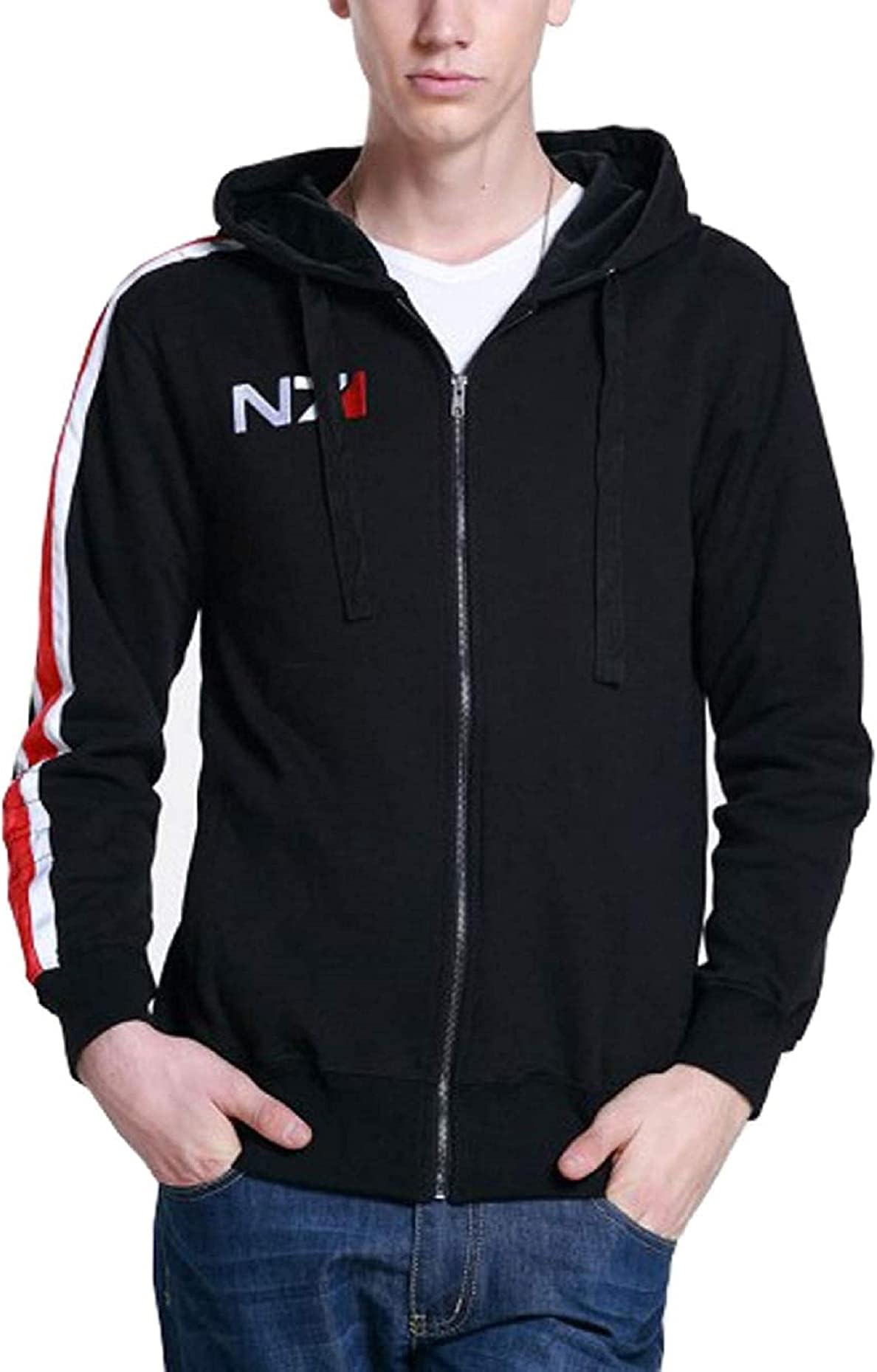 N7 Mass Effect 3 Black Leather Motorcycle Biker Jacket for Men Womens Hoodie
