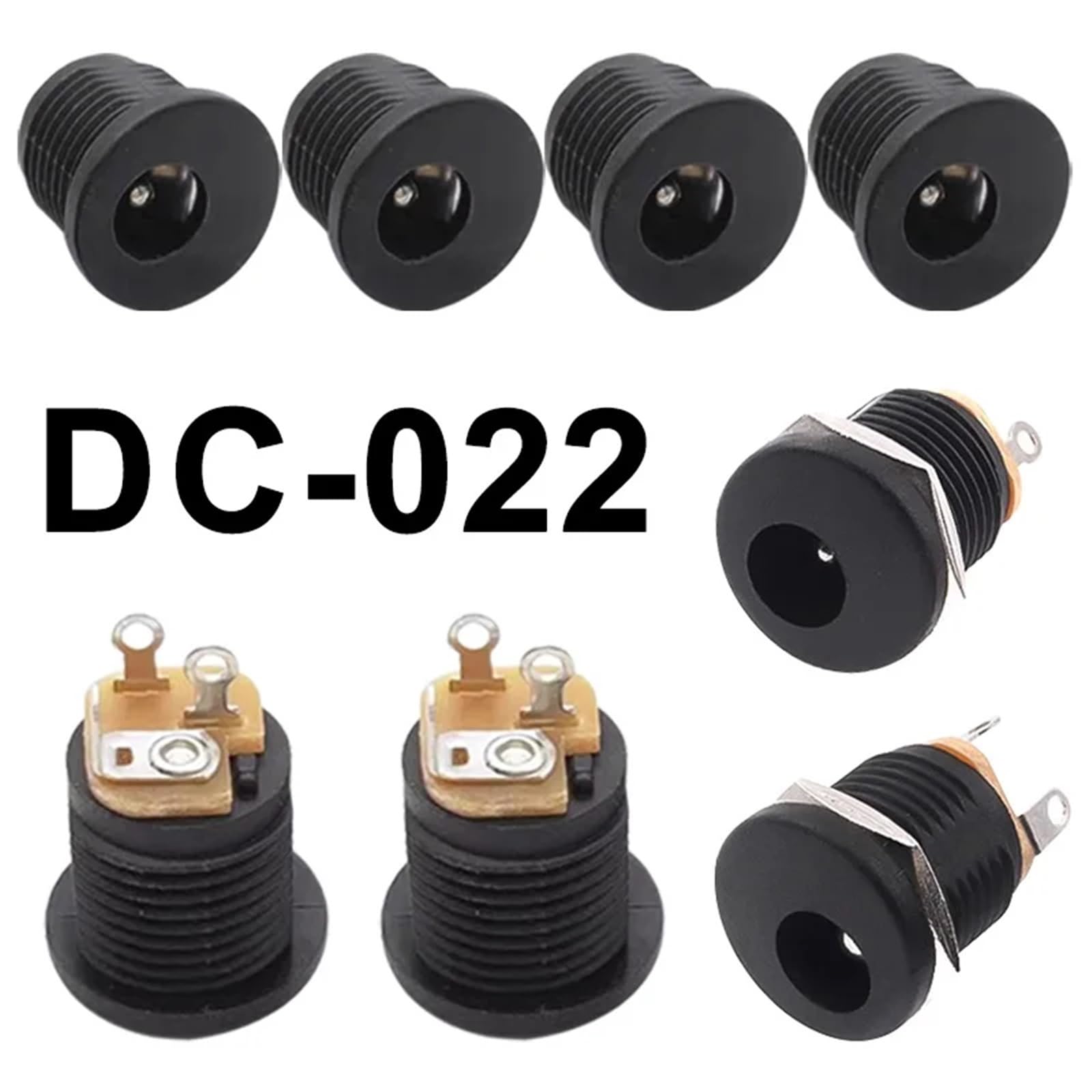 Jack di alimentazione CC, 200 pezzi, spina di alimentazione CC maschio femmina jack adattatore connettore per auto audio, computer portatili, lettori MP3 (2,1 x 5,5 mm)