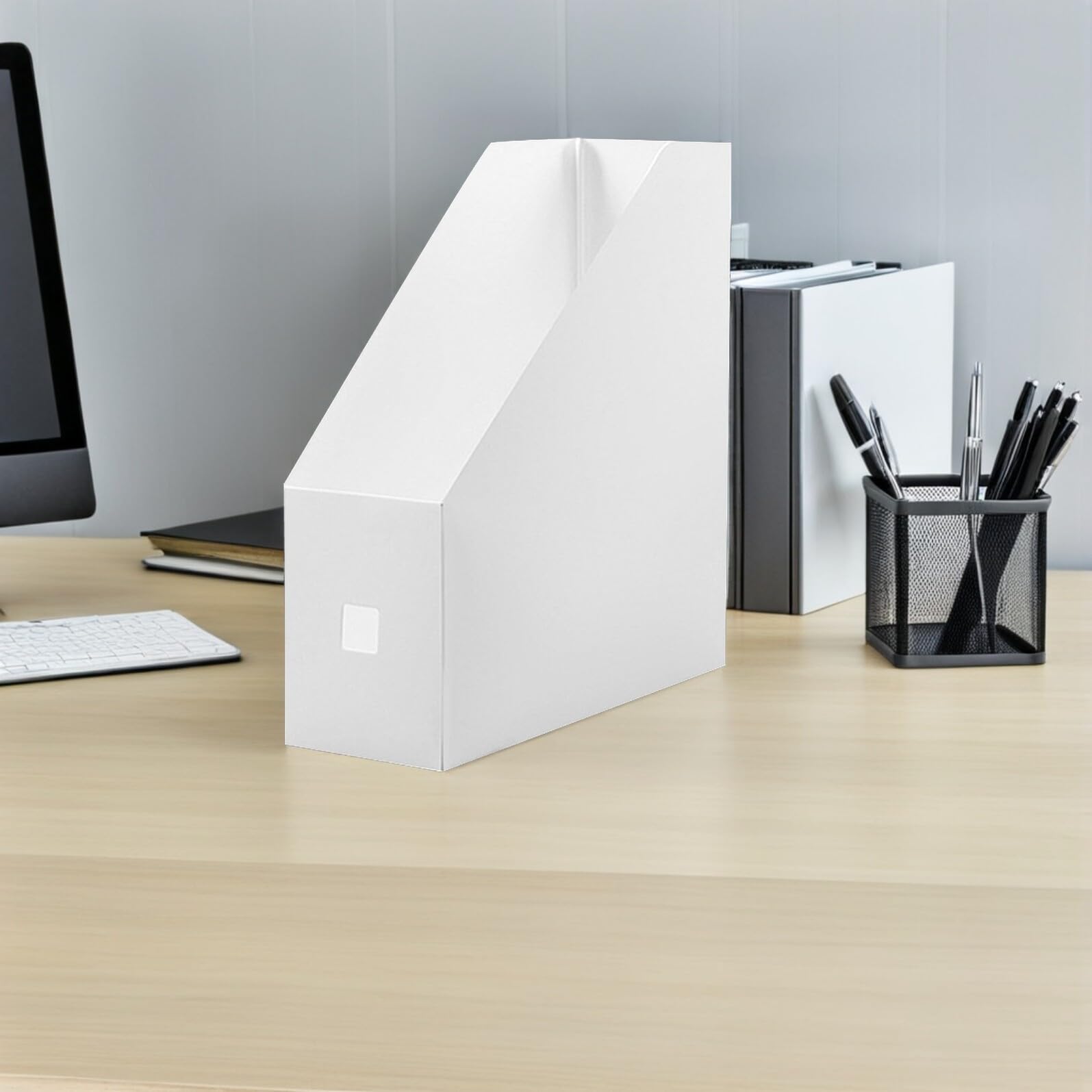 3 pezzi Portariviste in Plastica Bianca Opaca Organizer da Scrivania per Documenti e File Contenitori Ufficio Supporto Libri e Schedario Semplice per Casa e Studio