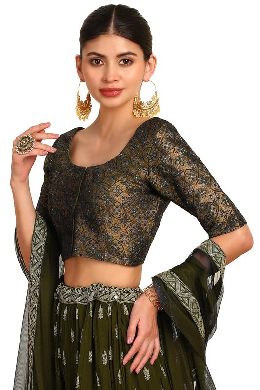 Image of Soch Womens Woven Design Silk Blend Padded Blouse