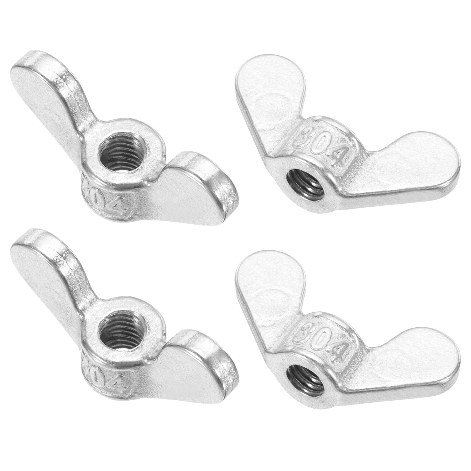 PATIKIL M6 Wing Nuts, 4Pcs 304 Stainless Steel Butterfly Nut Twist Fasteners Parts Smooth Finish Wing Fastener Nuts for Repairing Manufacturing Engineering