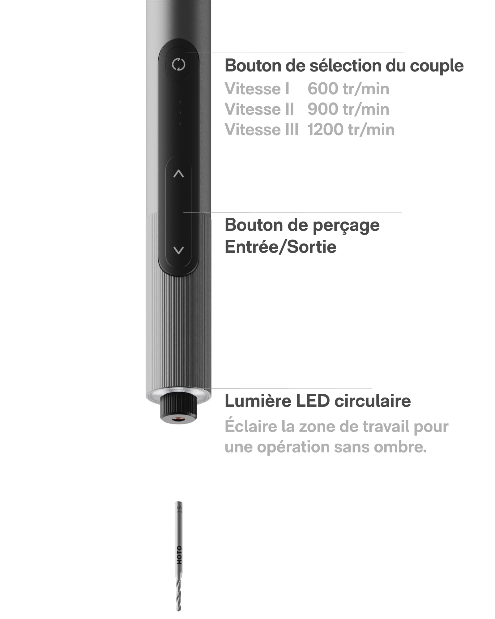 HOTO SNAPBLOQ D-A03 Kit de perceuses électriques sans fil à 3 vitesses, LED, 20 en 1 Kit portable pour bijoux, résine, plastique, bois, bricolage