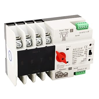 Power Automatic Transfer Switch, NLQ3 125 4P 100A 110V Mini ATS Electrical Selector Switches Din Rail Mounted Power Switch Generator Changeover Switch for Emergency Power