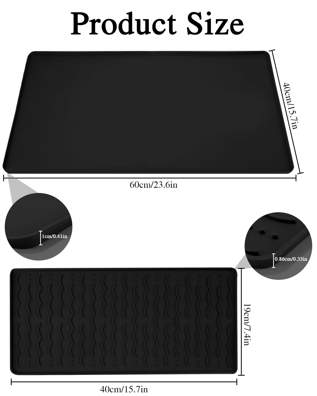 Tapis en silicone pour grandes machines à café - 40*60 Tapis antidérapant pliable et imperméable avec tapis de séchage de vaisselle amovible pour plans de travail de cuisine