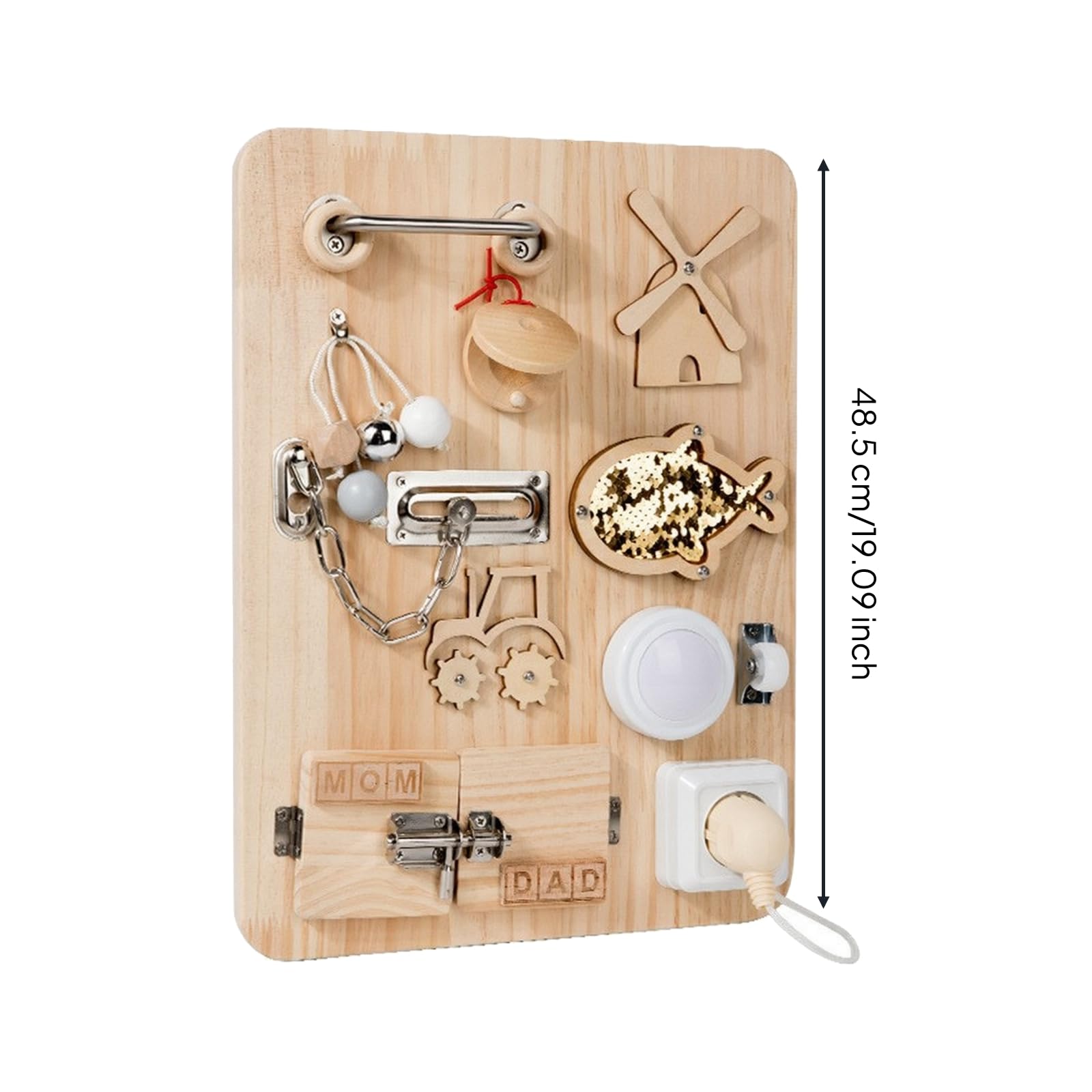 Amagogo Busy Board Child-Centered in Legno con Cavtto Senza Schermo Tavola delle attività Doppia Faccia in Legno Levigato per Apprendimento a Casa