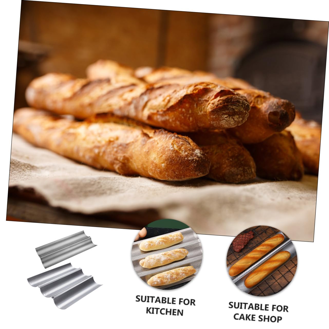 Artibetter 2 Stück Brotbackform für Französisches Baguette, Edelstahl