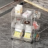 Rollwagen aus Acryl mit 3 Ebenen, schmaler mobiler Organizer für Küche, Bad und Wohnzimmer, platzsparender Mehrzweckwagen für einfache Mobilität und vielseitige Organisationslösungen für Zuhause