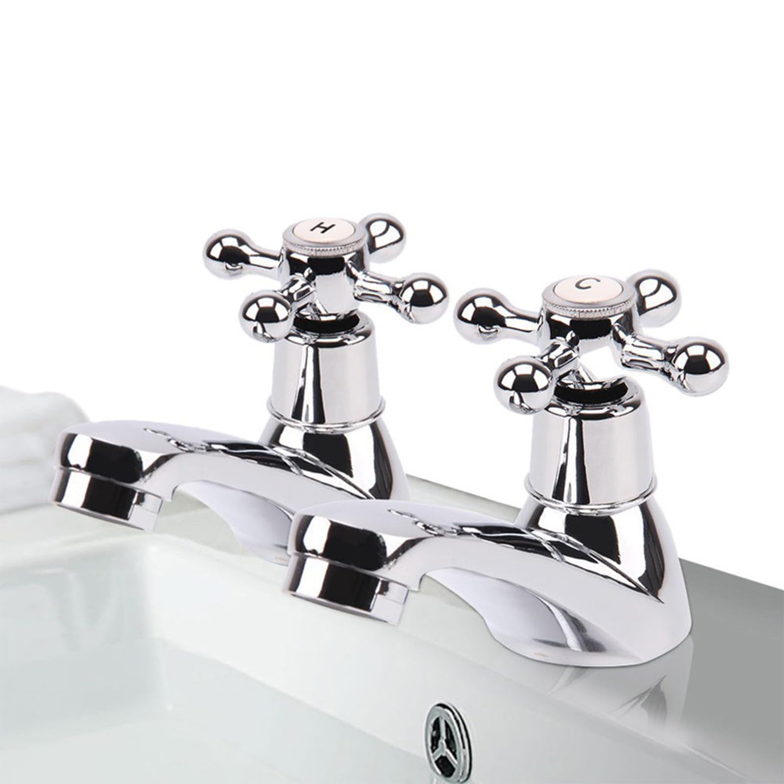 Basin Taps Pair Victorian Traditional Pillar