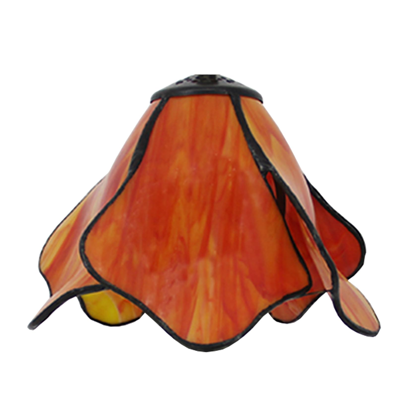 BOTOWI 8 Inch Wide Tiffany Lamp Shade Accessories Replacement Only Stained Glass Lotus Lampshades Vintage Pink Beige Orange Light Cover for Table Lamp Pendant Light Desk Light,Orange
