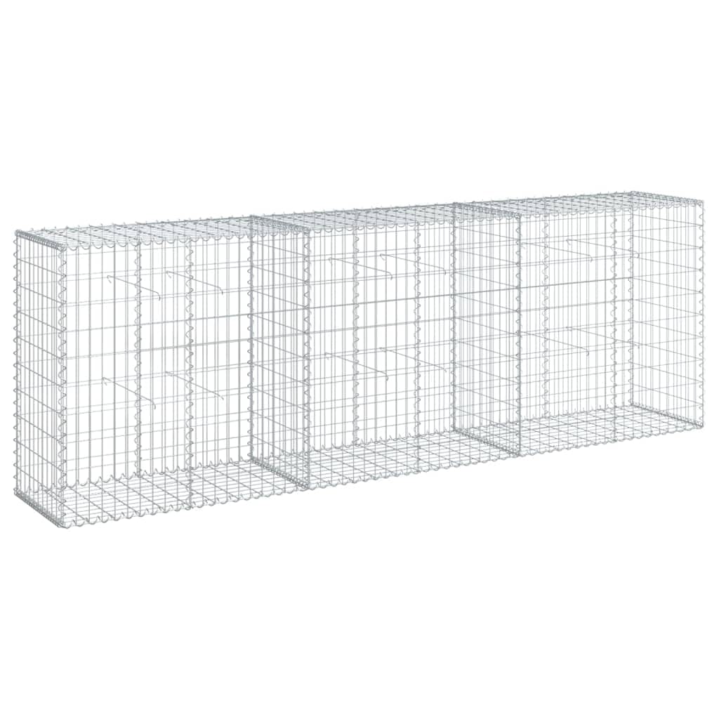 vidaXL Gabion Basket with Cover, Gabion Retaining Walls for Patio Garden Yard, Outdoor Mesh Cages for Rock Gravel, Galvanised Iron