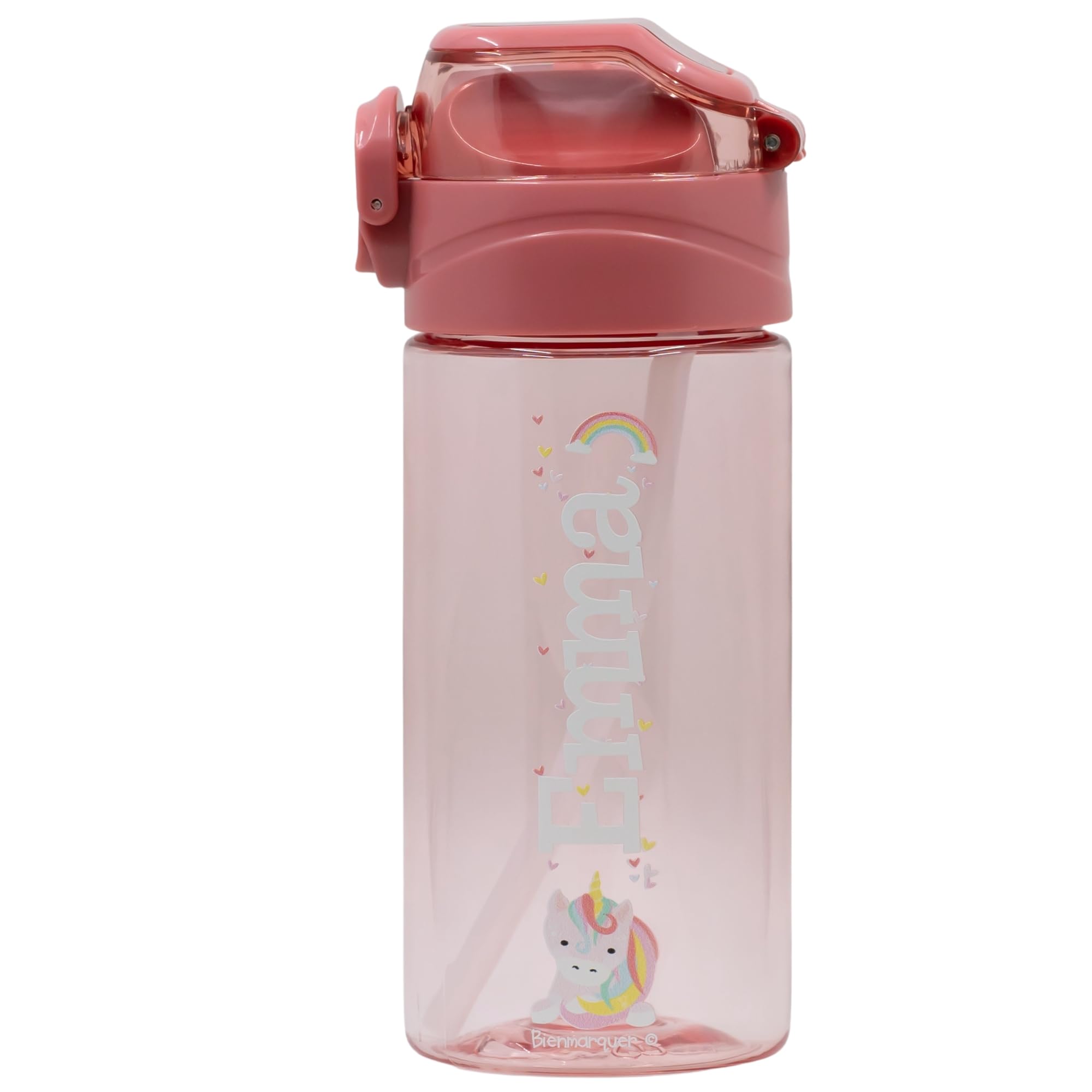 gutmarkiert Personalisierbare Trinkflasche für Kinder – Auslaufsichere Kinder Trinkflasche mit Strohhalm – 100% BPA-Frei – Robuste Flasche für Jungen und Mädchen – Spülmaschinenfest – 450ml Dusty Pink