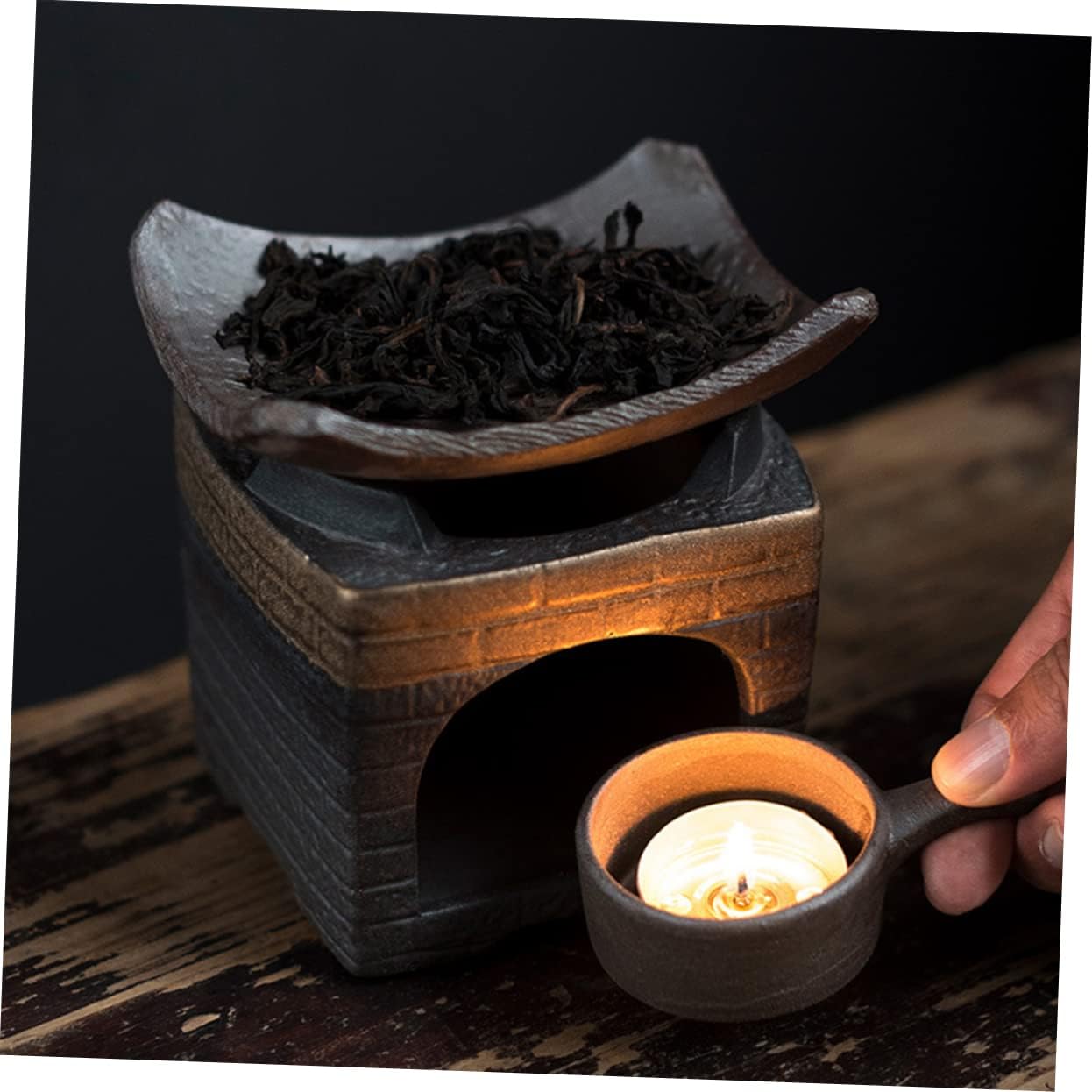 Mikinona 1set Ceramic Tea Warmer Elegant Teapot Heating Stove for Home Restaurant Desktop Ornament for Tea for Keeping