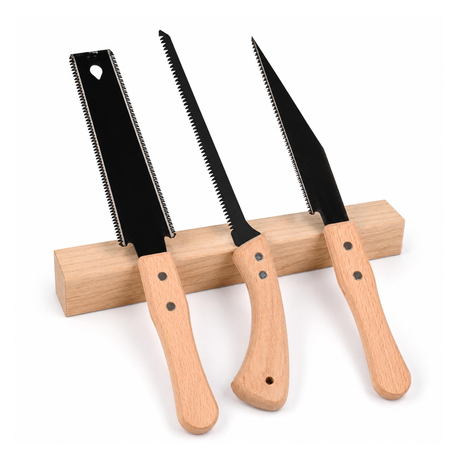 3 Pcs Japanese Hand Saw Set, Small Japanese Pull Saw with Fine Tooth, SK5 Double Edge & Flush Pull Cutter, Practical Woodworking Tools for DIY, Carpentry, Craft Making