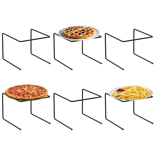 DIYIIRON Black Metal Pizza Tray Display Serving Stands | 6 Pack pizza rack holders, ideal for home, restaurant and canteen party food display