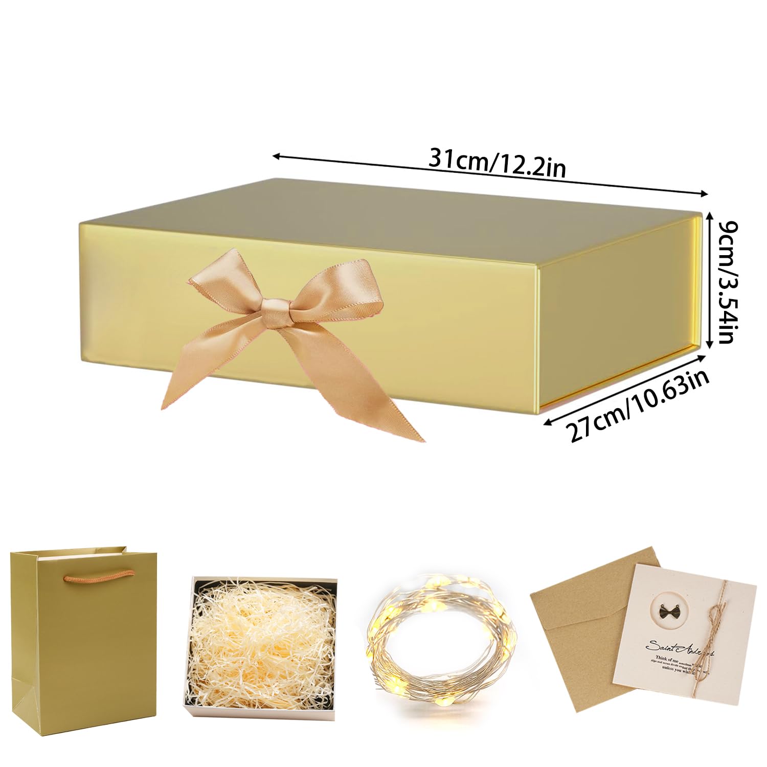 Scatole Regalo Magnetiche Di Lusso STRBOXONG Con Nastro: 265x190x80mm, Rosa Glitter, Cartone Robusto. Confezione Da 1 Pezzo.