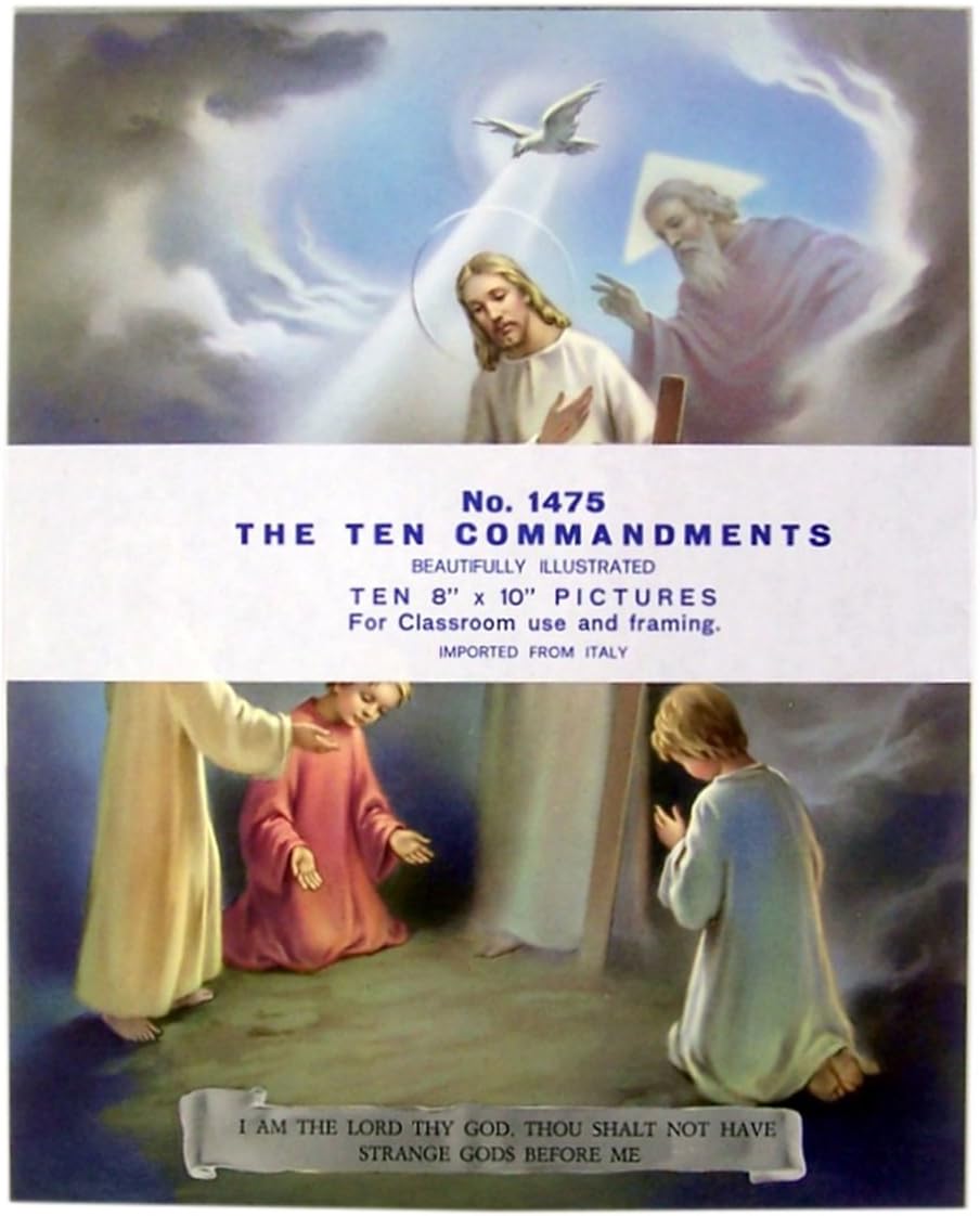 Catholic Posters The Ten Commandments Illustrated Cardstock Poster Set, 10 Pieces, 10 Inch