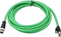 Vista 1 de Industrial M12 4 Pin D-Coded Macho a RJ45 Ethernet Cat5e Blindado Alta Flex Cable de red 9.8 ft